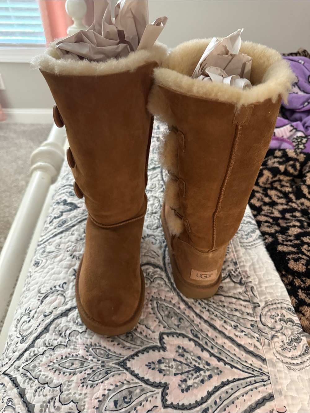 UGG Chestnut Sheepskin Mid-Calf Button Boots - Chestnut